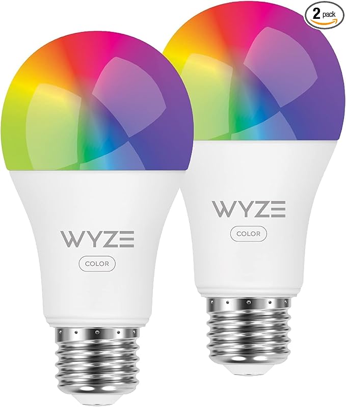 Bulb Color, 1100LM Wi-Fi A19 Smart Bulb, 16 Million Colors & Tunable White, Works with Alexa and Google Assistant, 75W Equivalent, Dimmable, Timer, CRI>90, E26, No Hub Required, 2-Pack