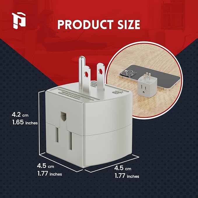 3 Outlet Wall Adapter, 90 Degree 3 Way Plug Adapter Cube Tap, 3 Prong Multi Plug Outlet, Outlet Extender for Home Office School Dorm, ETL Listed, Grey