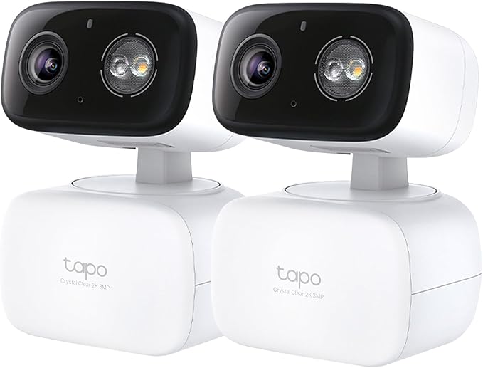 Tapo 2K 3MP Pan/Tilt Indoor/Outdoor Security Camera - Free Person/Baby Cry Detect & Motion Track, 360° Pan, Color Night Vision, SD/Cloud Storage, Works w/Alexa & Google Home, HybridCam 360 (2-Pack)