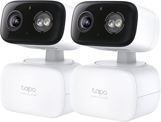 Tapo 2K 3MP Pan/Tilt Indoor/Outdoor Security Camera - Free Person/Baby Cry Detect & Motion Track, 360° Pan, Color Night Vision, SD/Cloud Storage, Works w/Alexa & Google Home, HybridCam 360 (2-Pack)