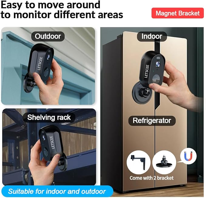 Security Cameras Wireless Outdoor or Indoor,Alexa Cameras for Home Security Outside with Night Vision,2-Way Audio,Motion Detection,SD/Cloud Storage,Motion Zone,IP65 Weatherproof