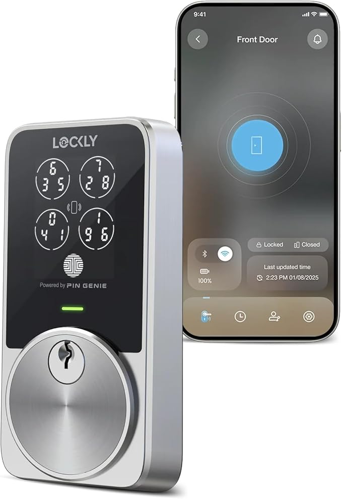 Lockly PIN Genie Pro Zeno Series Smart Lock, Keyless Entry Door Lock with Apple Home Key, Built-in Wi-Fi Keypad Deadbolt Locks for Front Door, App Remote Control, IP65 Weatherproof, Easy Installation