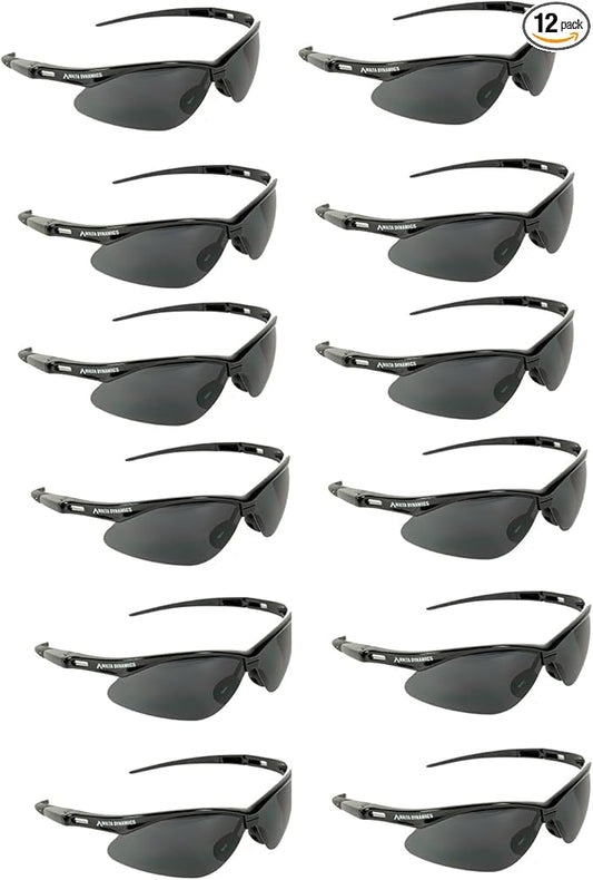 Malta Dynamics APEX Safety Glasses – Construction Safety Glasses for Men and Women with Anti Scratch and Anti Fog Protection, ISEA & ANSI Z87 Compliant (Tinted, 12 Pairs)