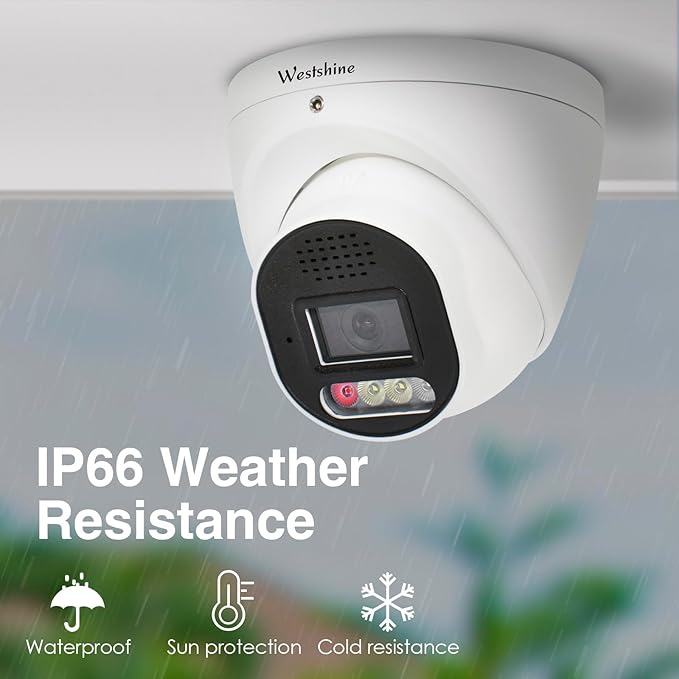 5MP PoE IP Dome Security Camera,Full Color Night Vision,Human Detection,2.8mm Wide Angle,Built-in Mic for Two-Way Audio,SD Card Slot,Outdoor IP66 CCTV Camera in Metal Housing (SD Card Not Included)