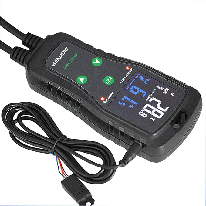 Temperature & Humidity Controller - Outlet Plug-in Thermostat & Humidistat for Reptiles & Greenhouses - Dual Stage Pre-Wired Electronic Controller