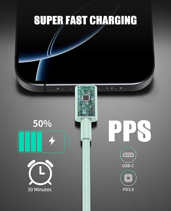 2 Pack 45W Super Fast Charger Type C for Samsung, USB C Android Phone Charger Fast Charging Block with 6FT/10FT Type C Charger Cord for Samsung Galaxy S25/S24/S23/S22+ Ultra/iPhone 17/16/15-Green