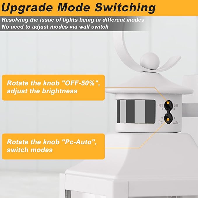 16" Motion Sensor Outdoor Lights 2 Pack - White Dusk to Dawn Light Fixtures Wall Mount, Modern Exterior Wall Sconces, Large Outside Lamps for House, Garage Lanterns