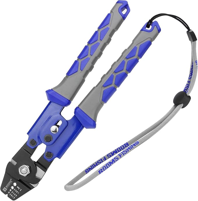 Booms Fishing Crimping Tool Kit: 10.6in Fishing Crimping Pliers with Side Wire Cutters - Up to 2.2mm Crimper, XW40