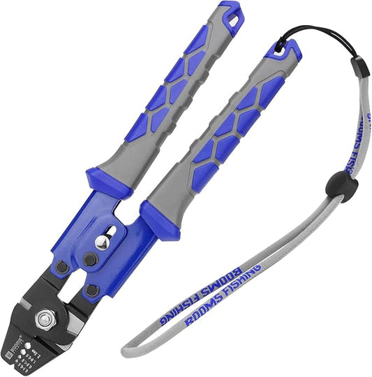 Booms Fishing Crimping Tool Kit: 10.6in Fishing Crimping Pliers with Side Wire Cutters - Up to 2.2mm Crimper, XW40
