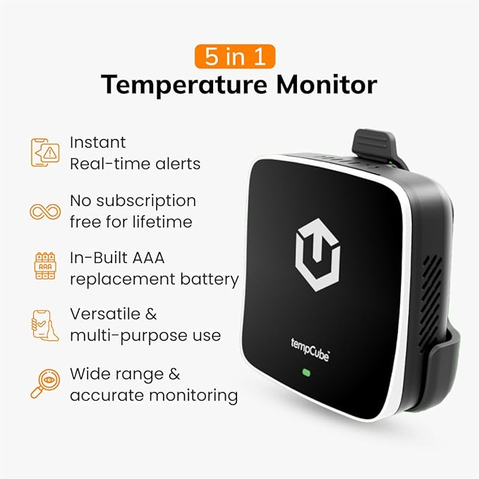 Pack of 2 WiFi Temperature & Humidity Sensor | Connects 2.4 GHz – Real-Time 24/7 Monitoring | No Subscription | Data Logger | Unlimited Text/Email Alerts | Ideal for Freezer, Medical & Food Storage