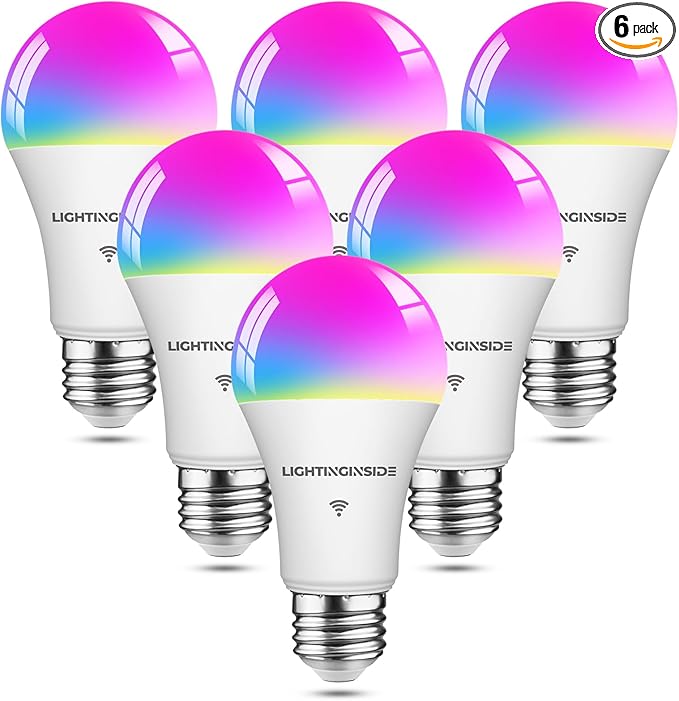 Smart Light Bulbs 100W Equiv., 1350LM 11W Smart Bulb Works with Alexa/Google Home/Smart Life, A19 E26 RGBCW Color Changing, No Hub Required, 2.4G WiFi Bluetooth Bulb, ETL Listed, 6PCS