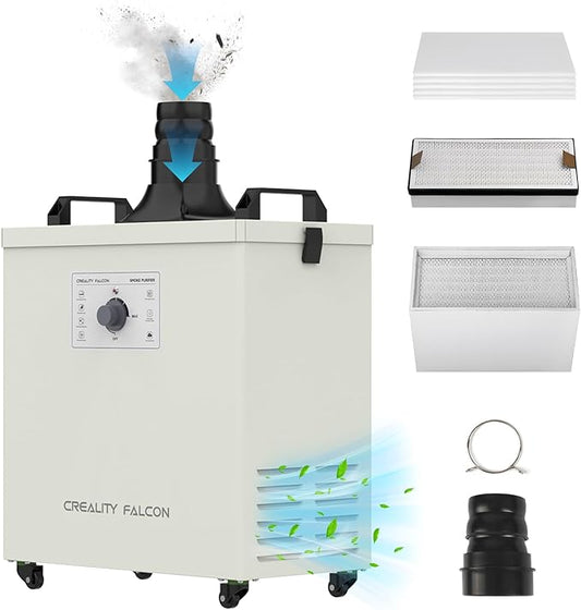 Creality Falcon Smoke Purifier for Laser Engraver, 3-Stage Filtration, 99.97% Purification Rate, Low Noise, 180W Fume Extractor for Engraving Machine(Use with Enclosure) and Most Enclosed Laser Cutter