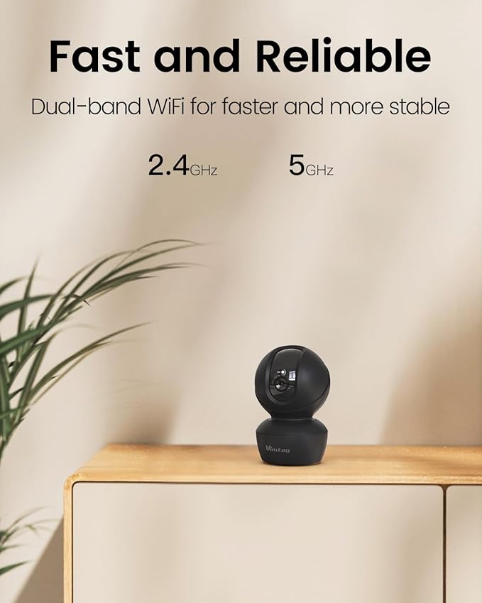 VIMTAG 5G/2.4G 2.5K Indoor Camera, Dog Camera with Speaker Pan-Tilt, Baby Monitor Cameras for Home Security, w/Motion Tracking, Phone App, 2-Way Audio, IR Night Vision, Siren, Works with Alexa