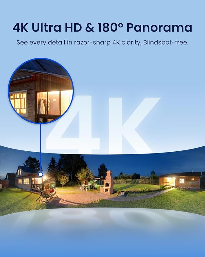 REOLINK Elite Floodlight WiFi, 4K 8MP 180° Panoramic Wired Floodlight Camera, Adjustable 3000 Lumens, Local AI Video Search, Perimeter Detection, Dual-Band Wi-Fi 6, 24/7 Recording, No Monthly Fees