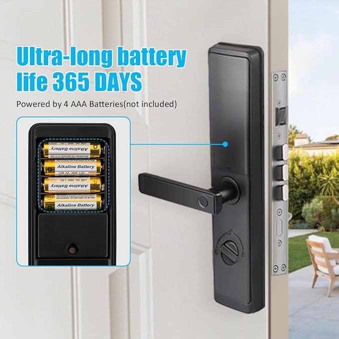 WiFi Smart Door Lock with Handles, Alarm & Keypad Entry, Auto Lock & One Touch Unlock