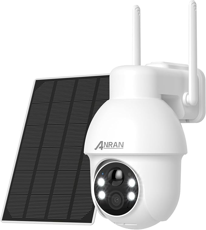 ANRAN 4K Ultra HD [2025 Upgraded Chipset] 4K Outdoor Security Camera, Adjustable BC Solar Panel, 360° PTZ, Color Night Vision, IP67 Waterproof, No Monthly Fee, Wireless 2.4G WiFi Camera for Home