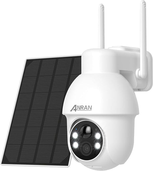 ANRAN 4K Ultra HD [2025 Upgraded Chipset] 4K Outdoor Security Camera, Adjustable BC Solar Panel, 360° PTZ, Color Night Vision, IP67 Waterproof, No Monthly Fee, Wireless 2.4G WiFi Camera for Home