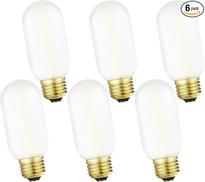 Leools E26 LED Bulb 6W Equivalent e26 led Bulb 60 Watt Warm White 2700K Frosted Glass Dimmable E26 Edison Bulb AC120V 600lm Tubular T14 LED Bulb for Pendant, Sputnik, Pack of 6.