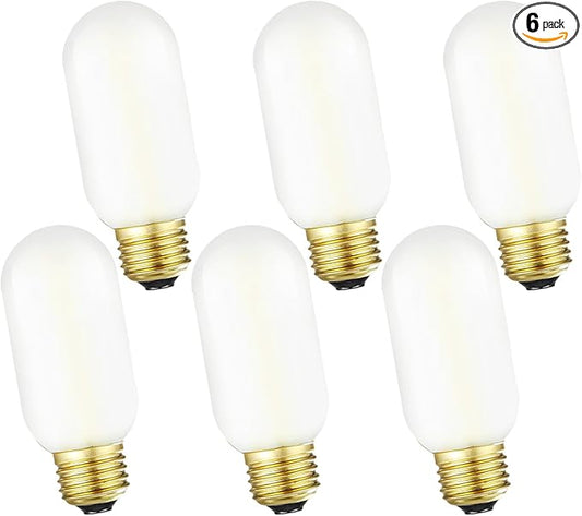 Leools E26 LED Bulb 6W Equivalent e26 led Bulb 60 Watt Warm White 2700K Frosted Glass Dimmable E26 Edison Bulb AC120V 600lm Tubular T14 LED Bulb for Pendant, Sputnik, Pack of 6.