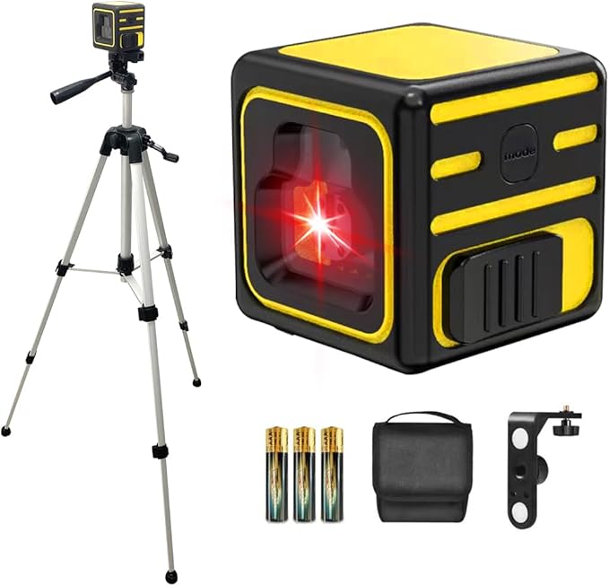 Laser level with Tripod Self Leveling, Cross Line Laser with Tilt Mode, 47 inch Tripod for Picture Hanging Construction Floor Tile Wall, 3 AAA Batteries Included