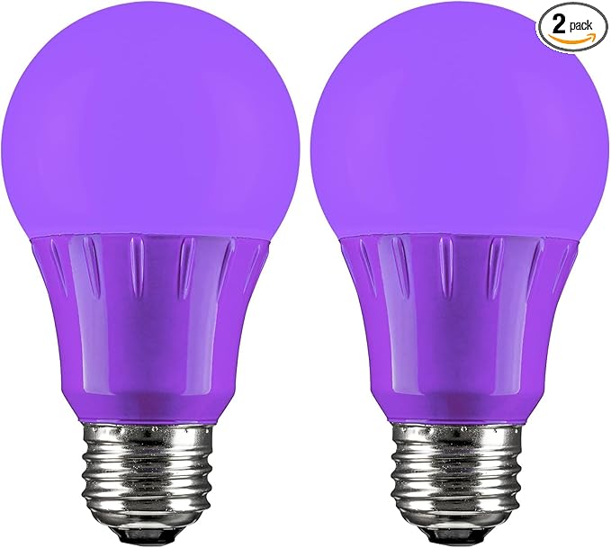 Sunlite 80132-SU LED A19 Standard a Type Light Bulb, 2 Pack, Purple