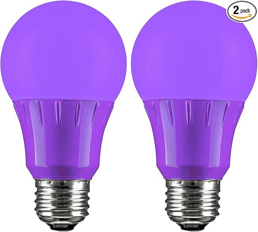 Sunlite 80132-SU LED A19 Standard a Type Light Bulb, 2 Pack, Purple