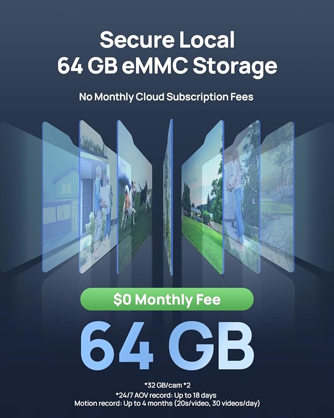 Anona Aurora 4K Solar Security Cameras Wireless Outdoor, Forever Power with Solar Panel, 8MP Color Night Vision, 24/7 AOV Recording, No Monthly Fees, AI Detection, Easy Setup, 2.4 G WiFi, IP67, 2 Pack