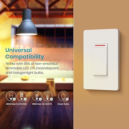 Smart Light Switch 2 Gang Single-Pole Switch 2024 New Model 10A, Works with Siri, Alexa and Google Home,Voice and Remote Control,Neutral Wire Required,No Hub Required