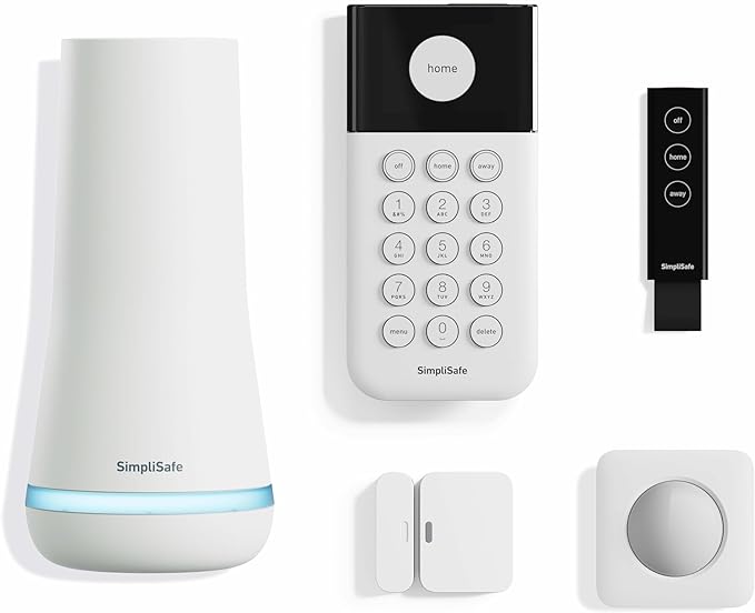 SimpliSafe 5 Piece Wireless Home Security System - Optional 24/7 Professional Monitoring - No Contract - Compatible with Alexa and Google Assistant,White