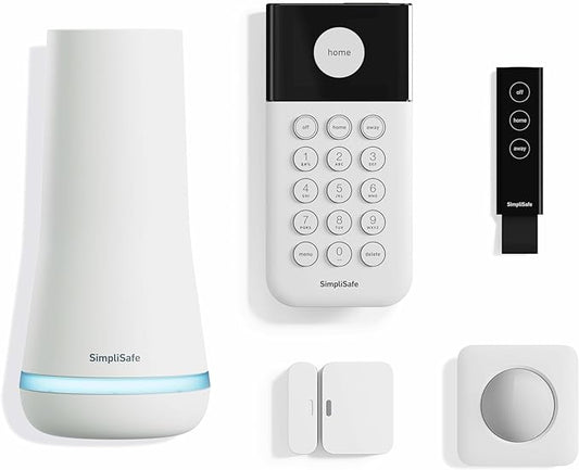 SimpliSafe 5 Piece Wireless Home Security System - Optional 24/7 Professional Monitoring - No Contract - Compatible with Alexa and Google Assistant,White