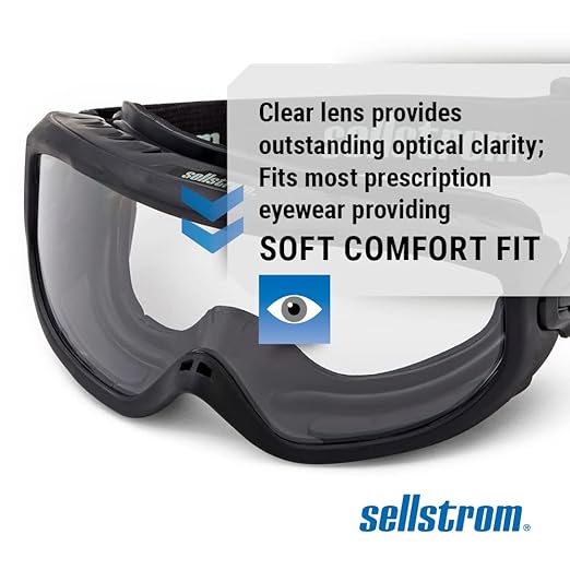 Sellstrom Odyssey II Wildland Fire Safety Goggles - Anti-Fog, Anti-Scratch Eye Protection Goggles for Men & Women - FR Strap, fits over Glasses, ANSI Z87.1
