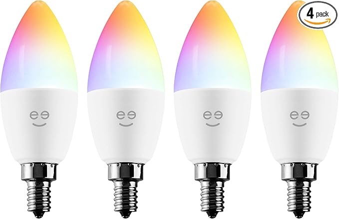 Prisma Plus E12 B11 Candle Wi-Fi Smart Bulb - 40W Color and Tunable White Smart (4-Pack)