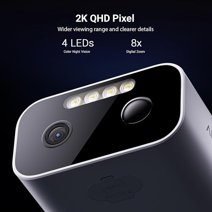 2K Security Cameras Wireless Outdoor, Requires Homebase, Up to 4 Cameras Connected to 1 Homebase, Color Night Vision, 365-Day Battery Life, No Subscription, Local Storage