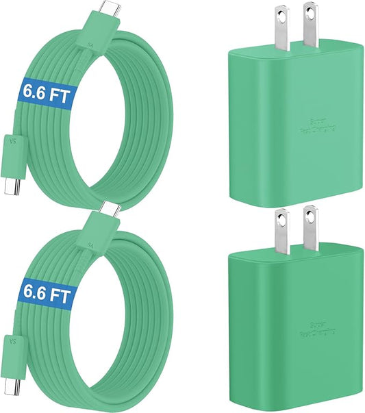45W Samsung Super Fast Charger Type C,USB C Fast Charger 6.6ft Cable Cord Android Phone Charger Block for Samsung Galaxy S24 Ultra/S24/S24+/S23 Ultra/S23/S23+/S22/S21/S20/Note 10/20,deep Green