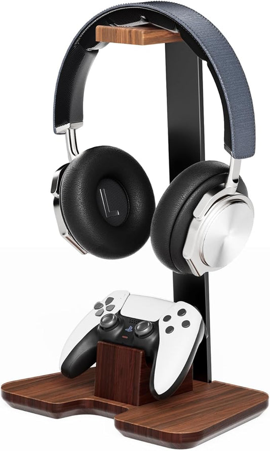 Controller Stand Wood Headphone Stand for Desk Gaming Desk Accessories Controller Holder for Gaming Equipment Headset Holder