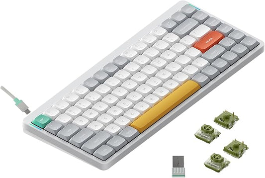 nuphy Air75 V2 Portable 75% Mechanical Keyboard,Wireless Keyboard,Supports Bluetooth/2.4G/USB-C RGB Gaming Keyboards,Compatible with Windows/Mac OS/Linux Systems White-Gateron Moss Switch