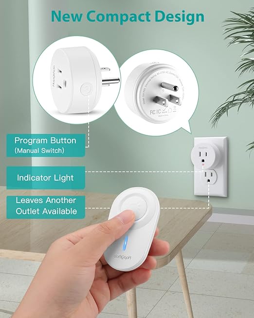 Remote Control Outlet,15A/1500W, 500 Feet RF Range Remote Light Switches Kit, No Wiring Needed Wireless Remote Outlet for Light, Small Electrical Appliance, with Anti-Surge 4000V