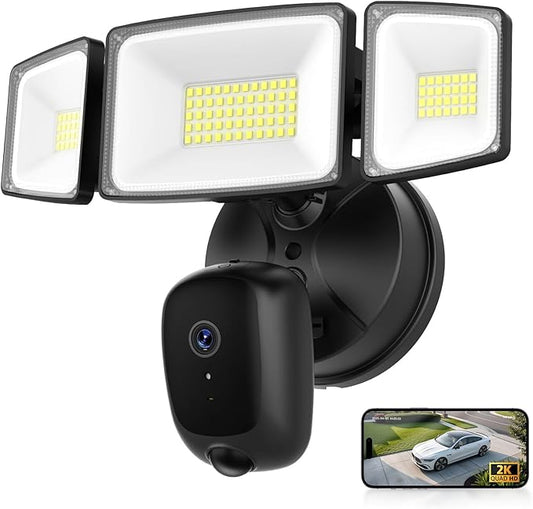Onforu Floodlight Camera Outdoor, 5500-Lumen 2K HD Smart Security Flood Light Surveillance Cam Wired, Custom Motion Detection Zones & Light Alerts, Color Night Vision, 2-Way Audio, 24/7 Record