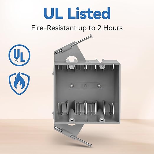 Double Gang Electrical Box New Work, 32 Cu.in, UL Listed, 6-Pack