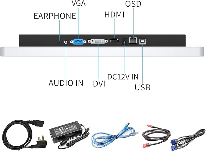 GreenTouch 15 Inch Aluminum Frame Wall Touch Screen LCD Monitor Open Frame LCD Touch Panel - HDMI/VGA/DVI-1024 * 768 @60Hz