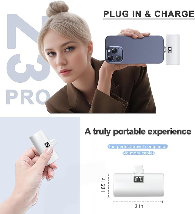 Portable Charger, 6000mAh for iPhone 15 16 Power Bank, USB-C Portable Phone Charger with Fast Charging (20W), Mini Battery Pack for iPhone 15 Pro/15 Plus/15 Promax/Samsung/Huawei Andriod - Khaki