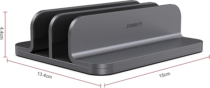 Dual Aluminum Vertical Laptop Stand Organizer, Sturdy Notebook Computer Holder Stand Compatible with New Liquid Retina XDR Apple MacBook Air/Pro, Mac mini, Apple TV and iPad Pro - Spacegray