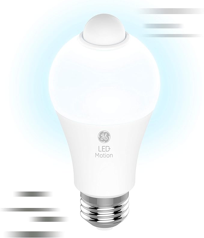 GE LED+ Motion Sensor LED Light Bulbs, 12W, Outdoor Security Lights, Daylight, A21 (8 Pack)