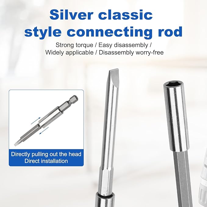 Rocaris 9 Pack Strong Magnetic Drill Bit Extension Holder, 1/4" Hex Shank, S2 Steel Magnetic Screwdriver Extension for Impact Driver, 2 inch, 4 inch, 6 inch