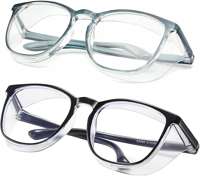 Safety glasses Goggles Nurses Protective Eyewear - Anti Fog Square Frame Stylish Clear Glasses for Women Men