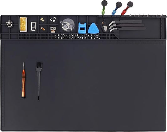 Premium Heat Resistant 932°F 22"x 14.2" Magnetic Silicone Soldering Mat Electronics Work Mat for Computer Cell Phone Laptop Repair,BGA Soldering Gun Iron Workbench Protection