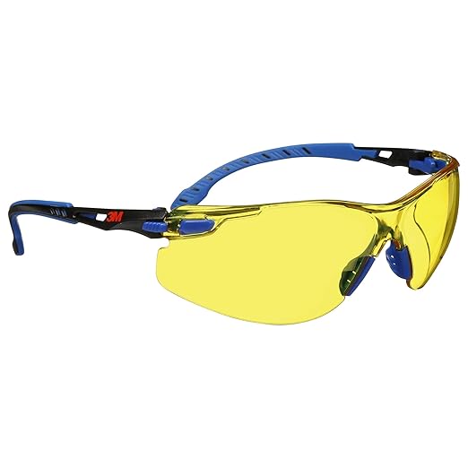 3M Safety Glasses Solus 1000 Series ANSI Z87 Scotchgard Anti-Fog Amber Lens Blue/Black Frame