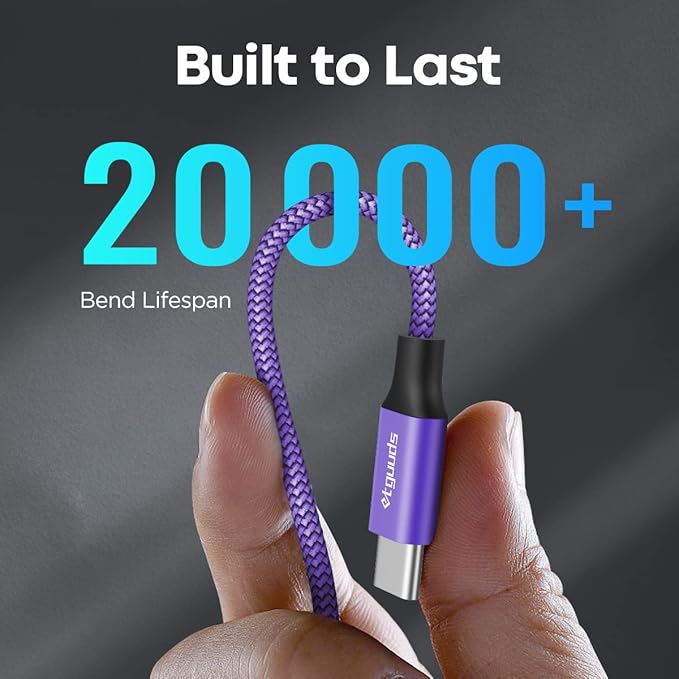 etguuds USB to USB C Cable 1ft, 2-Pack USB A to Type C Charger Cord Fast Charging for Samsung Galaxy A15 A25 A35 A55 A54, S24 S23 S22 S21 S20 S10 S10E, Note 20 10, Moto G, for iPhone 16 15, Purple