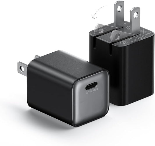 30W Compact Wall Charger, USB C Charger Block with GaN III Tech, PD3.0 PPS QC4.0 Fast Foldable Power Adapter for iPhone 16 15, Galaxy, Pixel, iPad, AirPods,MacBook Air