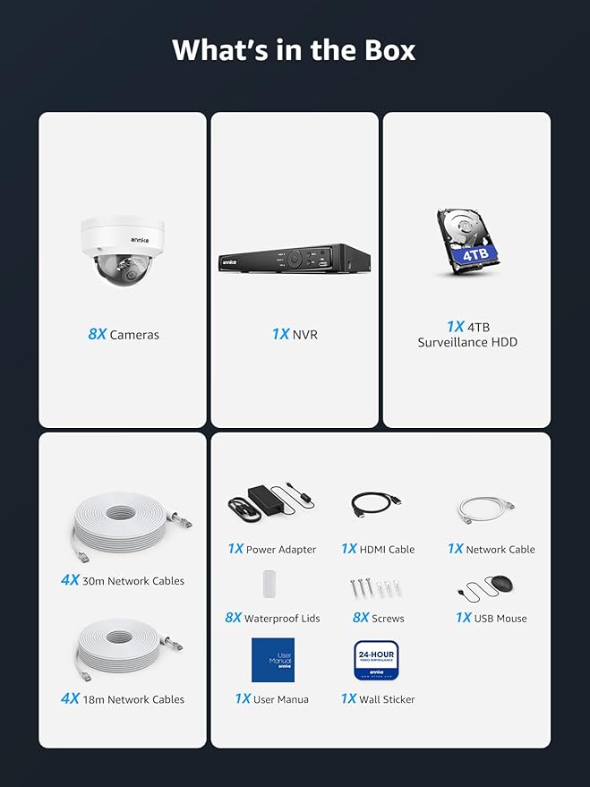 ANNKE 4K 16CH PoE Camera System, H.265+ 12MP NVR, 8X 8MP Wired Dome Security IP Cams, AI Motion Detection, Built-in Mic, 4TB HDD, Spotlight Color Night Vision, Compatible with Alexa, Not PTZ